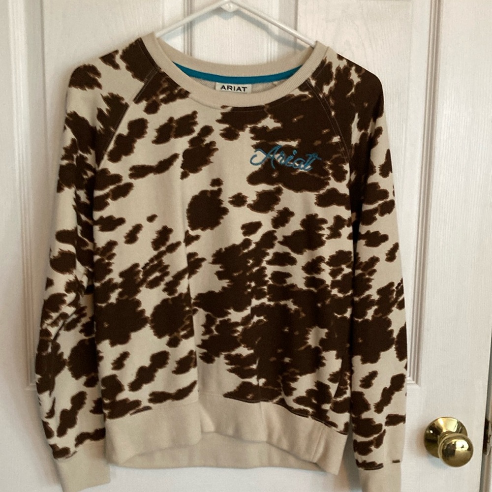 Women Ariat cow print sweatshirt